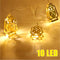 Battery Operated Golden Fanoos Lantern 10 LED String Fairy Holiday Light for Party Home Decoration