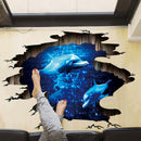Miico Creative 3D Deep Sea Dolphin Removable Home Room Decorative Wall Floor Decor Sticker