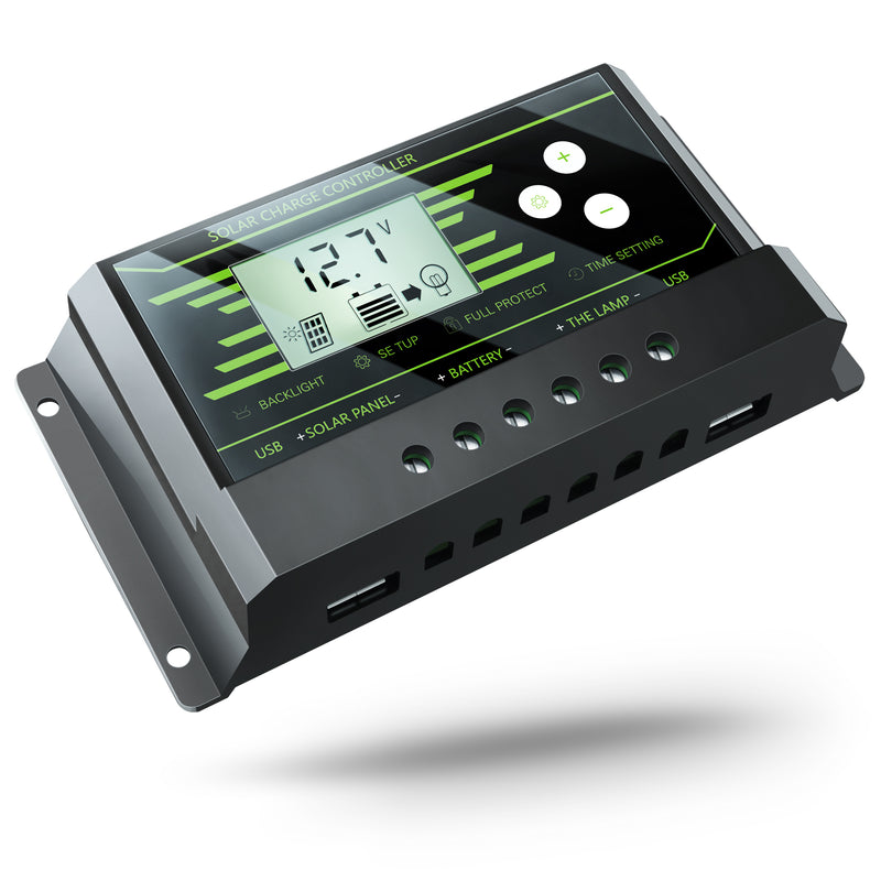 PWM Solar Controller 10A 12V 24V Auto PV Solar Charge Controller Dual 5V USB Battery Regulator