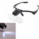 9892B 1.0/1.5/2.0/2.5/3.5X Headbrand Magnifier Magnifying Glass Eye Repair Loupe 2 LED Light