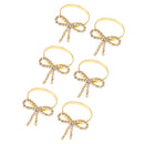 6 Pieces Bowknot Crystal Napkin Ring Serviette Buckle Wedding Banquet Dinner Table Decor Gold