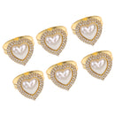6 Pieces Napkin Rings Serviette Holder for Wedding Dinner Party Everyday Use Gold Rhinestone Love Heart