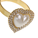 6 Pieces Napkin Rings Serviette Holder for Wedding Dinner Party Everyday Use Gold Rhinestone Love Heart