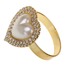 6 Pieces Napkin Rings Serviette Holder for Wedding Dinner Party Everyday Use Gold Rhinestone Love Heart