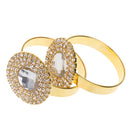 6 Pieces Round Shape Rhinestones Napkin Ring Serviette Buckle Holder Wedding Party Table Decor Gold