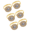 6 Pieces Round Shape Rhinestones Napkin Ring Serviette Buckle Holder Wedding Party Table Decor Gold