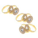 6 Pieces Round Shape Rhinestones Napkin Ring Serviette Buckle Holder Wedding Party Table Decor Gold
