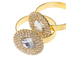 6 Pieces Round Shape Rhinestones Napkin Ring Serviette Buckle Holder Wedding Party Table Decor Gold