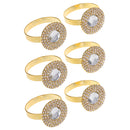 6 Pieces Round Shape Rhinestones Napkin Ring Serviette Buckle Holder Wedding Party Table Decor Gold