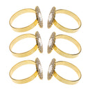 6 Pieces Round Shape Rhinestones Napkin Ring Serviette Buckle Holder Wedding Party Table Decor Gold