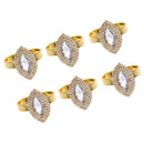 6 Pieces Eye Shape Rhinestones Napkin Ring Serviette Buckle Holder Wedding Party Table Decor Gold