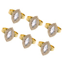 6 Pieces Eye Shape Rhinestones Napkin Ring Serviette Buckle Holder Wedding Party Table Decor Gold