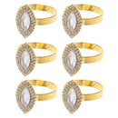 6 Pieces Eye Shape Rhinestones Napkin Ring Serviette Buckle Holder Wedding Party Table Decor Gold