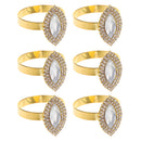 6 Pieces Eye Shape Rhinestones Napkin Ring Serviette Buckle Holder Wedding Party Table Decor Gold