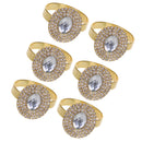 6 Pieces Diamante Oval 3-rows Crystal Napkin Ring Serviette Buckle Holder Wedding Dinner Table Decoration