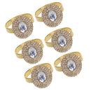 6 Pieces Diamante Oval 3-rows Crystal Napkin Ring Serviette Buckle Holder Wedding Dinner Table Decoration