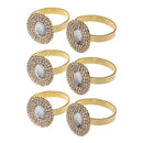 6 Pieces Diamante Oval 3-rows Crystal Napkin Ring Serviette Buckle Holder Wedding Dinner Table Decoration