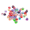 Pack of 50 Colorful Heart Shape Flat Back Polymer Clay Beads for DIY Jewelry Making 8mm