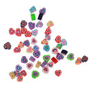 Pack of 50 Colorful Heart Shape Flat Back Polymer Clay Beads for DIY Jewelry Making 8mm