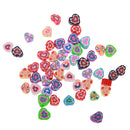 Pack of 50 Colorful Heart Shape Flat Back Polymer Clay Beads for DIY Jewelry Making 8mm