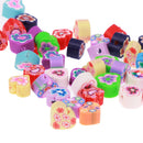 Pack of 50 Colorful Heart Shape Flat Back Polymer Clay Beads for DIY Jewelry Making 8mm