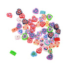 Pack of 50 Colorful Heart Shape Flat Back Polymer Clay Beads for DIY Jewelry Making 8mm