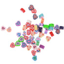 Pack of 50 Colorful Heart Shape Flat Back Polymer Clay Beads for DIY Jewelry Making 8mm