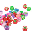 Pack of 50 Colorful Round Flower Polymer Clay Slices Flat Beads for Jewelry Making