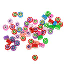 Pack of 50 Colorful Round Flower Polymer Clay Slices Flat Beads for Jewelry Making