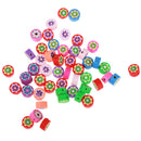 Pack of 50 Colorful Round Flower Polymer Clay Slices Flat Beads for Jewelry Making