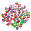 Pack of 50 Colorful Round Flower Polymer Clay Slices Flat Beads for Jewelry Making