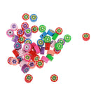 Pack of 50 Colorful Round Flower Polymer Clay Slices Flat Beads for Jewelry Making