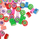 Pack of 50 Colorful Round Flower Polymer Clay Slices Flat Beads for Jewelry Making