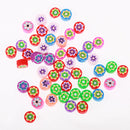 Pack of 50 Colorful Round Flower Polymer Clay Slices Flat Beads for Jewelry Making