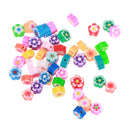 Pack of 50 Colorful Flower Shape Flat Polymer Clay Spacer Beads for Jewelry Making Crafts