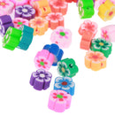 Pack of 50 Colorful Flower Shape Flat Polymer Clay Spacer Beads for Jewelry Making Crafts