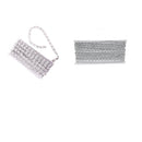 10 Yards Diamante Square Crystal Beaded Chain Ribbon Trim Sewing Decoration Applique Silver