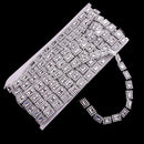 10 Yards Diamante Square Crystal Beaded Chain Ribbon Trim Sewing Decoration Applique Silver