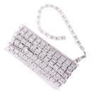10 Yards Diamante Square Crystal Beaded Chain Ribbon Trim Sewing Decoration Applique Silver