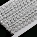 9.1 Meters Flower Shape Rhinestone Beaded Chain Ribbon Trim Embellishment for DIY Crafts Silver