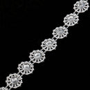 9.1 Meters Flower Shape Rhinestone Beaded Chain Ribbon Trim Embellishment for DIY Crafts Silver