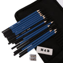 Pack of 32 Charcoal Sketch Pencil Eraser Paper Pen Cutter Drawing Writing Art Kit with Bag