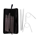 33pcs/set Professional Stainless Steel Straight Circular Crochet Knitting Needles Kit Tool