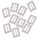 10Pieces Rectangle Rhinestone Ribbon Buckles Sliders Silver 10mm