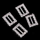 10Pieces Rectangle Rhinestone Ribbon Buckles Sliders Silver 10mm