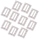 10Pieces Rectangle Rhinestone Ribbon Buckles Sliders Silver 10mm