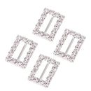 10Pieces Rectangle Rhinestone Ribbon Buckles Sliders Silver 10mm