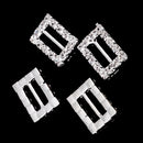 10Pieces Rectangle Rhinestone Ribbon Buckles Sliders Silver 10mm