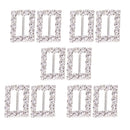10Pieces Rectangle Rhinestone Ribbon Buckles Sliders Silver 10mm