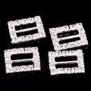 10Pieces Rectangle Rhinestone Ribbon Buckles Sliders Silver 10mm